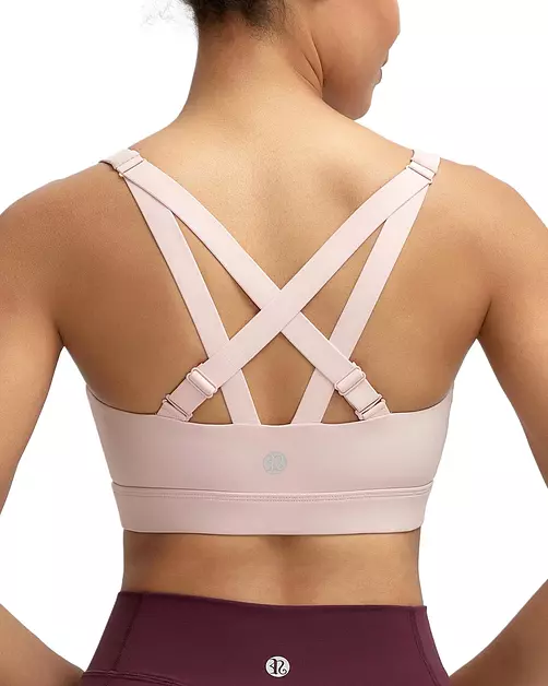 RUNNING GIRL Sports Bras for Women High Support, Adjustable Straps High Impact Sports Bras with Sewn in Pads Workout Running Bra(3209 Pink Peony L)