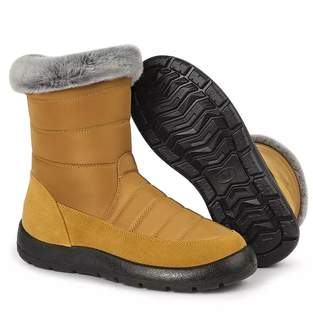Goldnut Waterproof Winter Snow Mid Calf Boots for Women Zipper Yellow 9.5