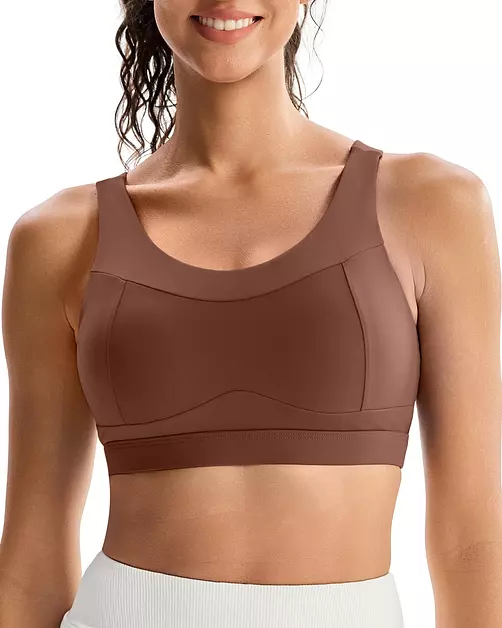 RUNNING GIRL High Impact Sports Bras for Women,Racerback Running Bra Workout Crop Tank Tops Longline Sports Bra Push up(WX2667 Espresso XXL)