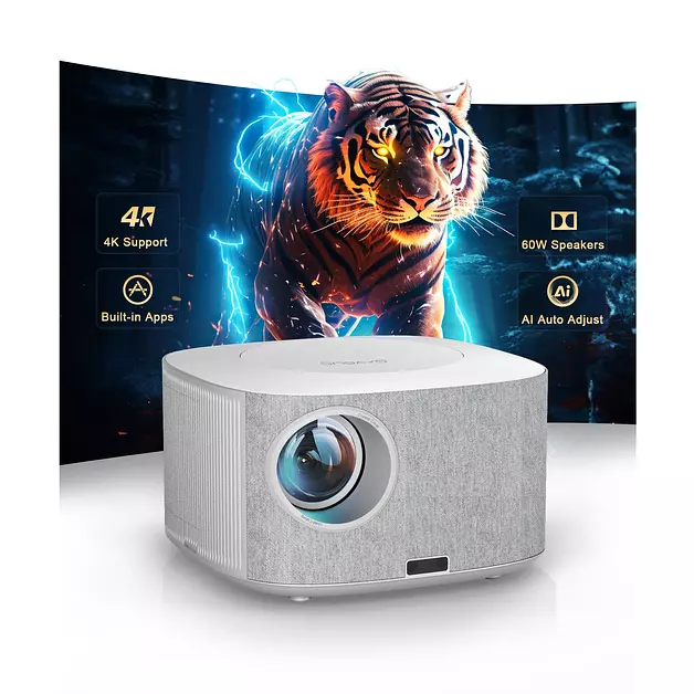 ONOAYO Outdoor-Projector-4K with 60W Dolby Audio and Official Apps, White