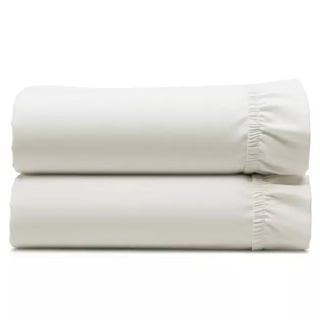 Pack of 2 100% Cotton Sateen Twin Bed Fitted Sheet, Ivory