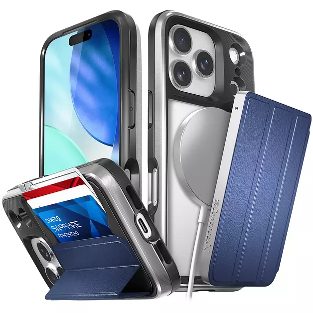VENA vCommuteX for iPhone 17 Pro Max Wallet Case, Blue