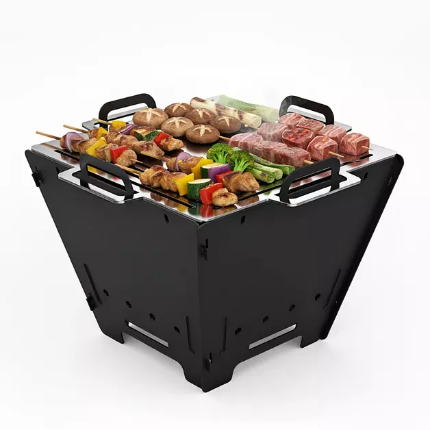 2 IN 1 Fire Pit and BBQ Charcoal Grill Combo, 15" Detachable FirePit, GS356