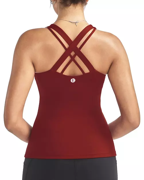 RUNNING GIRL Tank top with Built in Bra for Women,Compression Shirts Crisscross Back Workout Yoga Tops(BX3141_Red_L)
