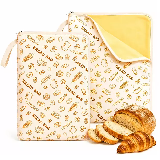 AHJ 2 Pack XL Beeswax Bread Bags for Sourdough Homemade Bread,Reusable