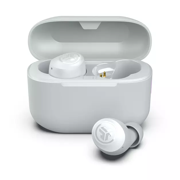 JLab Go Air Pop+ True Wireless Earbuds, in Ear Headphones, Bluetooth Earphones, 35H Playtime Ear Buds, Bluetooth Earbuds with Microphone, USB-C Charging Case, Dual Connect, EQ3 Sound, Cloud White