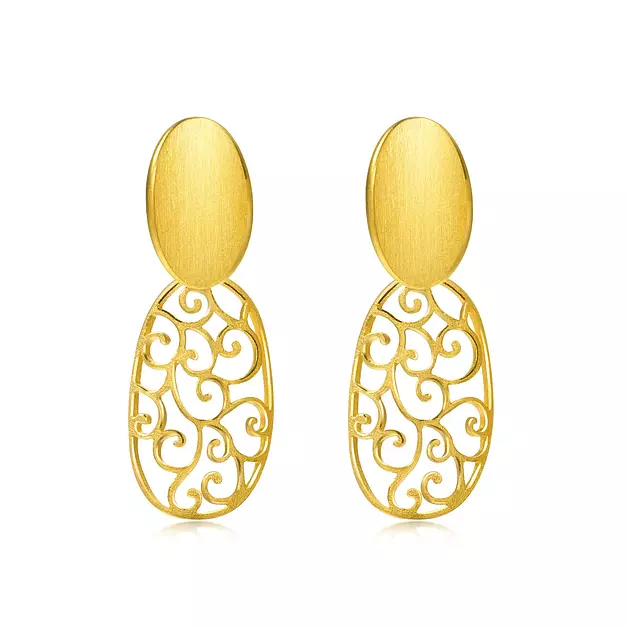 CHOW SANG SANG 999.9 24K Pure Gold Earrings Price-by-Weight 4.11g