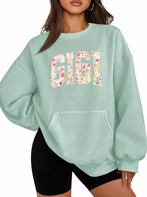 Bellcoco Mama Sweatshirt for Women with Pocket Graphic Oversized Pullover
