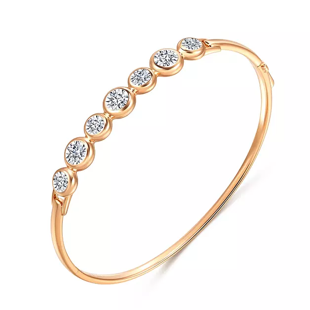 CHOW SANG SANG 18K White & Rose Gold Daily Luxe (0.561 cttw, GH color, SI Clarity) Diamond Bangle (07 Wrist size 14.5-15.5cm) for Women 93118K