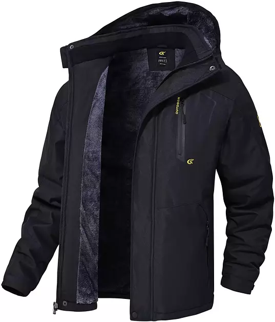 QPNGRP Mens Waterproof Ski Snowboarding Jacket Winter Windproof Snow Coat Black XX-Large