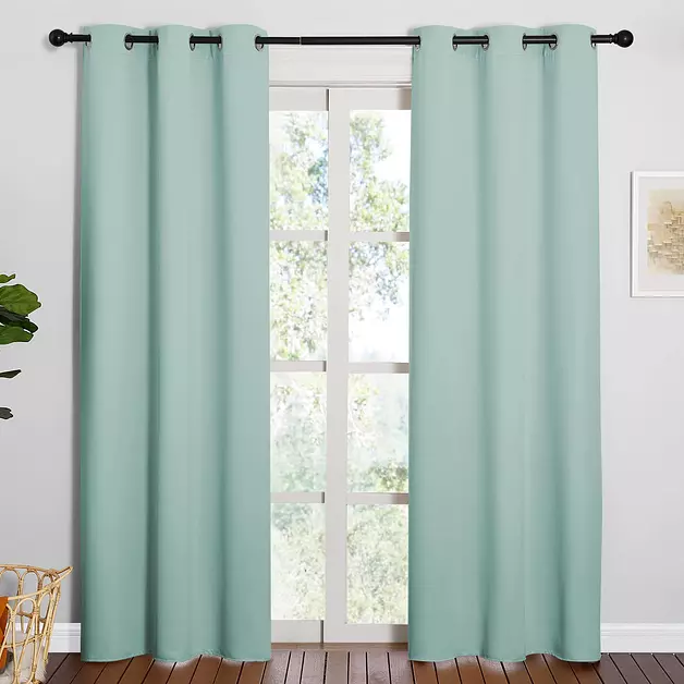 NICETOWN Aqua Blackout Curtains for Living Room 42" w x 84" L 2 Panels