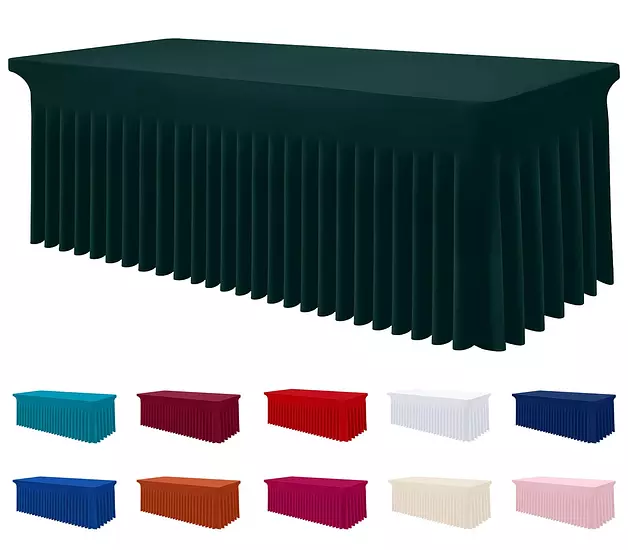 Smiry Spandex Elastic Fitted Table Cloth Skirt for 8FT Rectangle Table