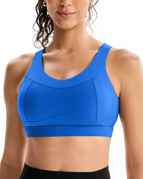 RUNNING GIRL High Impact Sports Bras for Women,Racerback Running Bra Workout Crop Tank Tops Longline Sports Bra Push up(WX2667 Cerulean Blue XXL)
