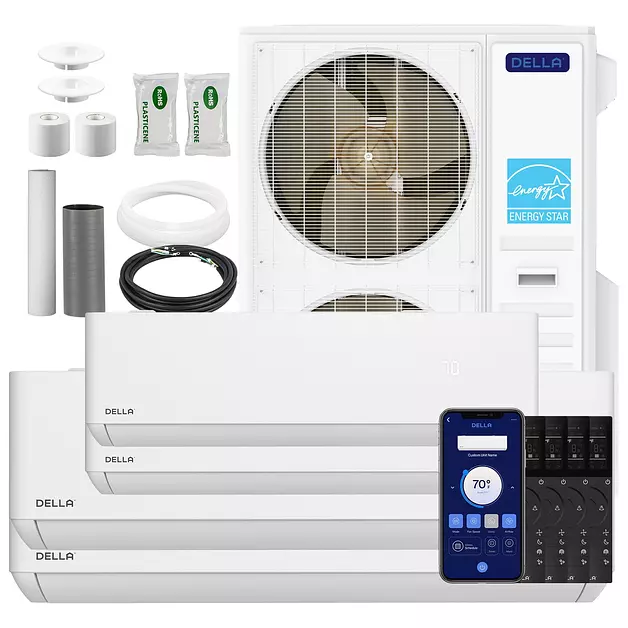 DELLA 55K BTU 4 Zone (2x9K+18K+23K) Mini Split AC, 22.5 SEER2, 3300 Sq.Ft