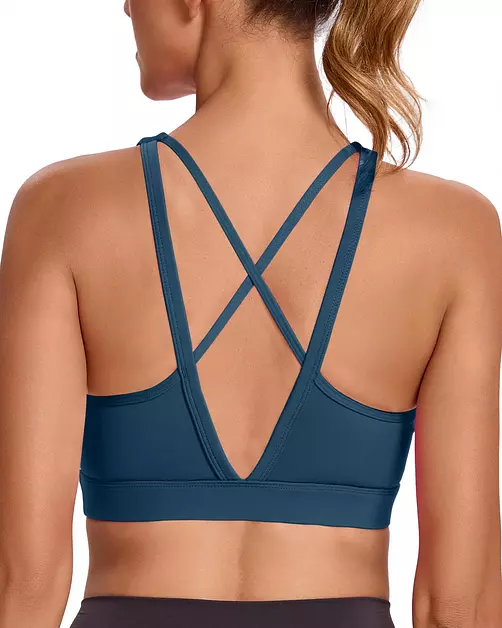 RUNNING GIRL High Impact Sports Bras for Women, High Support Running Dark Blue Sports Bra Strappy Sports Bras (3060 Dark Blue S)
