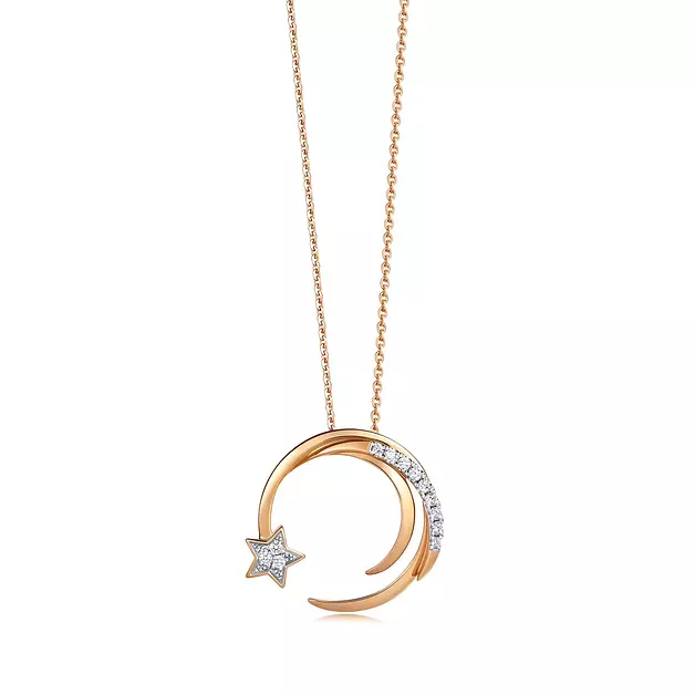 CHOW SANG SANG 18K Rose Gold Daily Luxe 0.05 Carat (G-H Color, SI Clarity) Diamond Necklace for Women 90859N | 18.5", (47 CM)