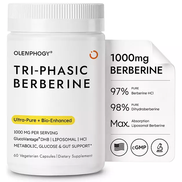 Berberine 1000mg, 9X Absorption, Pure Dihydroberberine, Liposomal & HCl