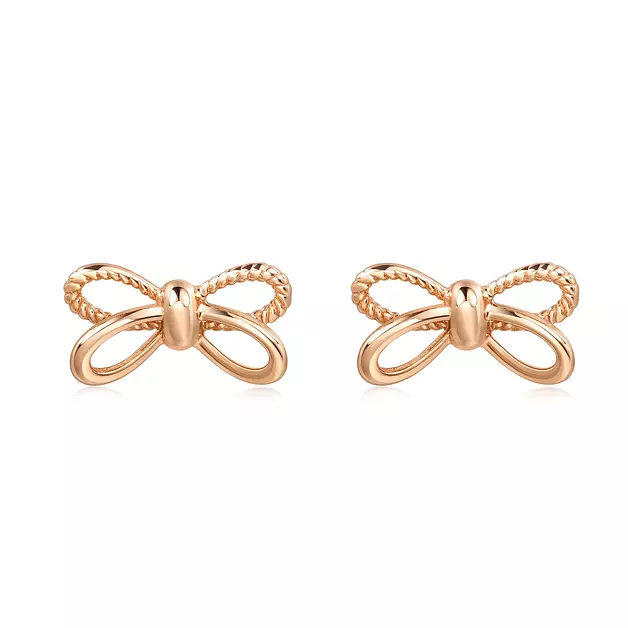 CHOW SANG SANG Delicate Gold 18K Rose Gold MINTY Collection Ribbon Stud Earrings for Women 92804E