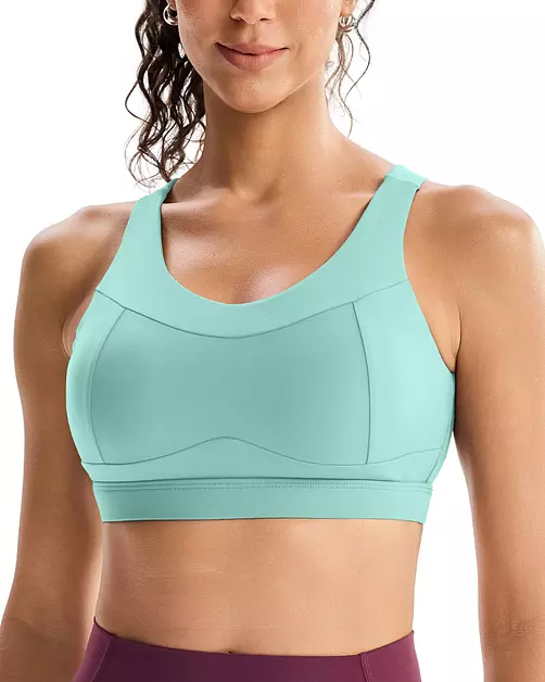 RUNNING GIRL High Impact Sports Bras for Women,Racerback Green Bra Workout Crop Tank Tops Longline Sports Bra Push up(WX2667 Green XL)