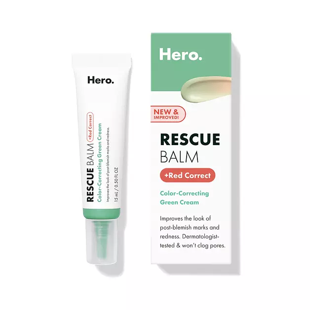 HERO COSMETICS Rescue Balm + Red Correct Post-Blemish Cream, 0.5 Fl Oz