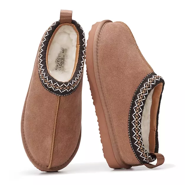 Project Cloud 100% Genuine Leather Womens Slippers w/Genuine Australian Shearling Fur Lining Slippers for Women - Non-Slip EVA w/Memory Foam Fuzzy Slippers Women Footwear (Nerita, CMLMONOSUEDE,12)