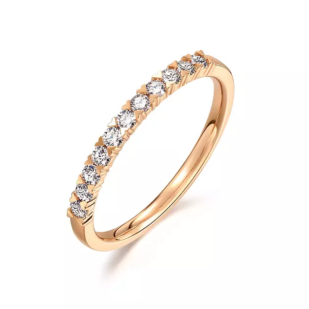 CHOW SANG SANG 18K Gold PROMESSA (GH color, SI Clarity) Diamond Ring for Women 93113R (Our Size 13 / US 6, Rose Gold)