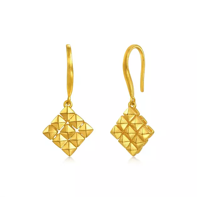 CHOW SANG SANG 999.9 24K Pure Gold Earrings Price-by-Weight 4.86g
