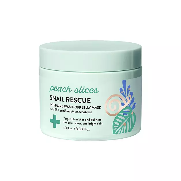 Peach Slices - Snail Rescue Intensive Wash-Off Jelly Mask (3.38 oz) - 95% Snail Mucin Concentrate - Gentle, Clear Skin - Cica, Birch Juice & Licorice - Clean & Cruelty Free - Korean Skin Care & Beauty