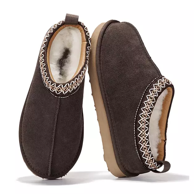 Project Cloud 100% Genuine Leather Womens Slippers w/Genuine Australian Shearling Fur Lining Slippers for Women - Non-Slip EVA w/Memory Foam Fuzzy Slippers Women Footwear (Nerita_W, CHOCSDE,8)