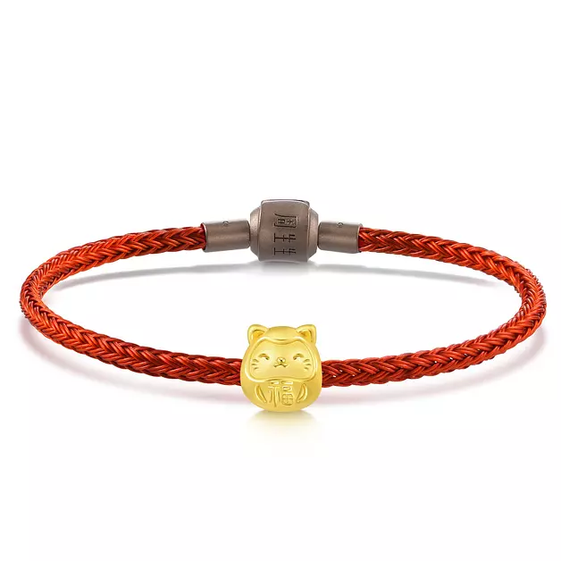 CHOW SANG SANG 999 24K Gold Charme Lucky Cat Mini Charm Bracelet for Women 92310C (19)