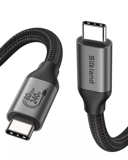 Silkland 80Gbps USB 4 for Thunderbolt 5 Cable 4FT, 120Gbps Bandwidth, 240W