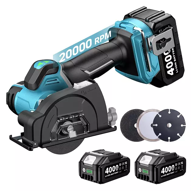Seesii 21V Brushless 3" Cordless Cut-Off Tool with 2x 4.0Ah Batteries