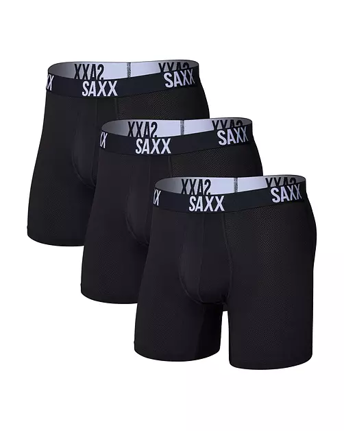 SAXX Underwear Co. Men's Core Performance Mesh Boxer Brief 3-Pack, Black, Small