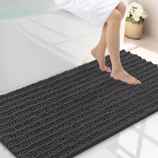 Smiry Bathroom Rugs 45X27, Extra Soft Rubber Backing Chenille Bath Mats