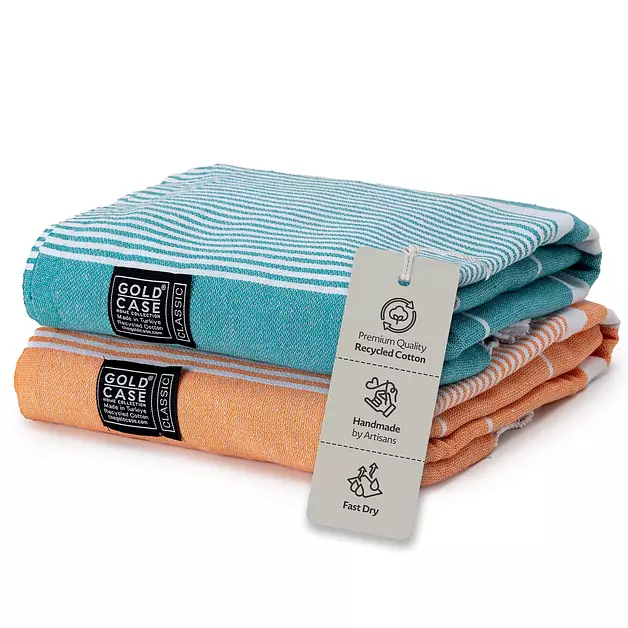 Gold Case Hera Turkish Beach Towels - Set of 2-67x37 Inch - Multicolored