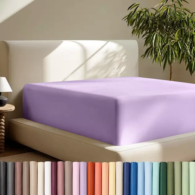 Bare Home King Fitted Sheet - Extra Deep Pocket Fitted Sheet - Premium 1800 Microfiber - Ultra-Soft Wrinkle Free - King Deep Pocket Bottom Sheets (King - 11" to 22" Pocket, Lavender)