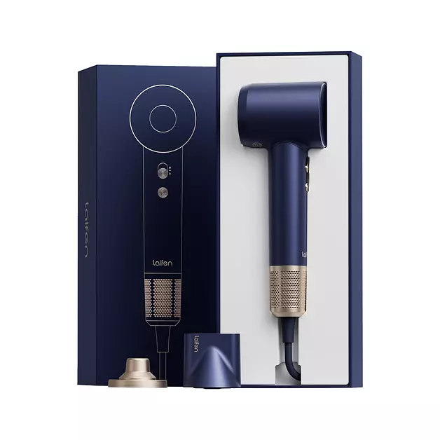 Laifen Swift Premium High-Speed Hair Dryer Royal Blue, High Speed 200M Ionic Blow Dryer with 110, 000 RPM Brushless Motor for Fast Drying, Low Noise, Hairdryer with Magnetic Nozzles
