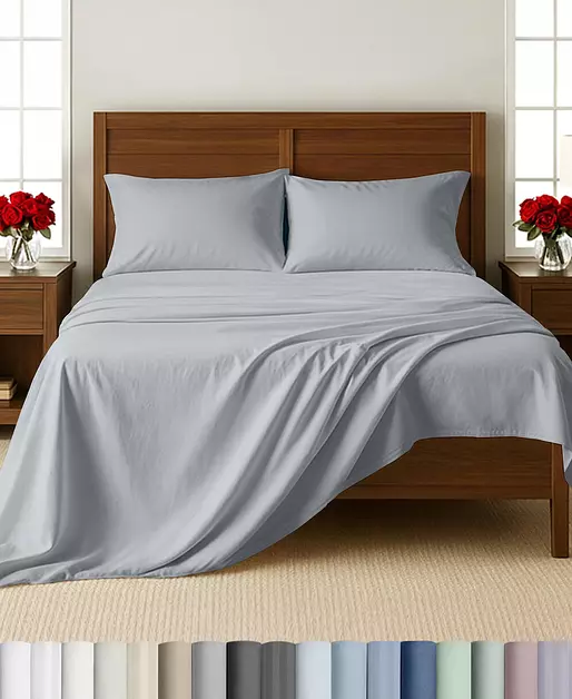 California Design Den 100% Cotton Sateen Twin Size Sheets, 3 Pcs Set
