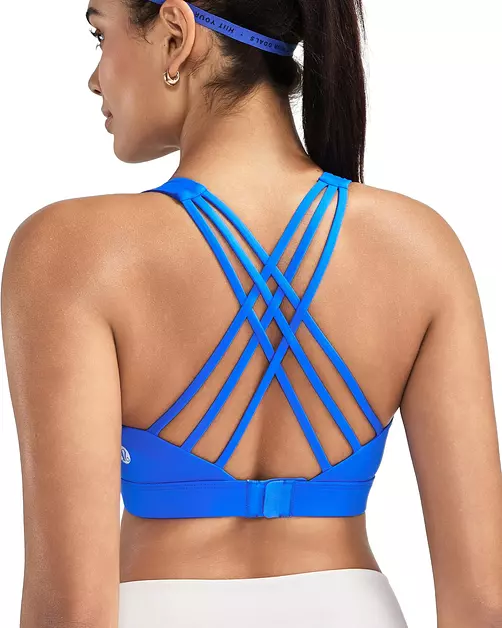 RUNNING GIRL Sports Bras for Women,Crisscross Back High Impact Sports Bra with Hook Closure Workout Supportive Bra(WX3175 Cerulean Blue L)