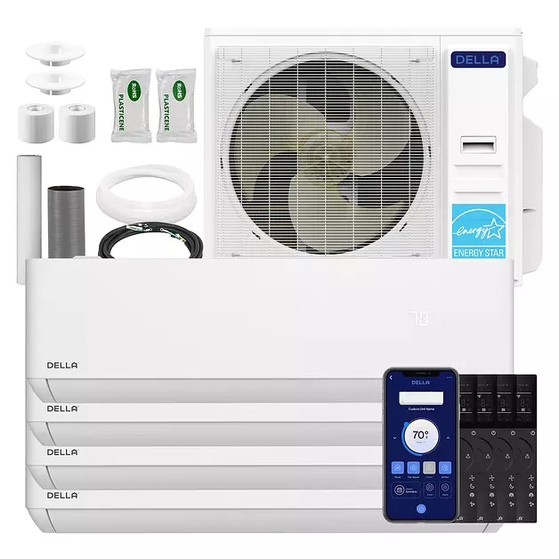 DELLA 42K BTU 4 Zone (4x12K) Mini Split AC, 22 SEER2,Up to 2200 Sq.Ft