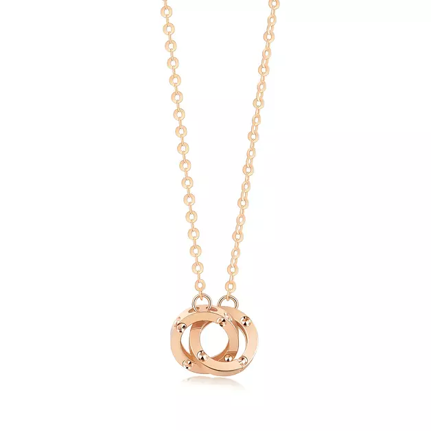 CHOW SANG SANG Delicate Gold 18K Rose Gold MINTY Collection Intertwined Hoops, Hoops Earring Necklace for Women 91979N 91979E 91978E (Intertwined Hoops Necklace)