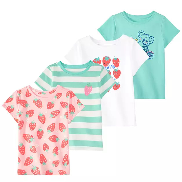 Garanimals Baby Girl Strawberry T-Shirt, Size 12 Months, 4-Pack