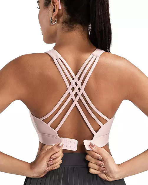 RUNNING GIRL Sports Bras for Women,Crisscross Back High Impact Sports Bra with Hook Closure Workout Supportive Bra(WX3175 Flush Pink XXL)