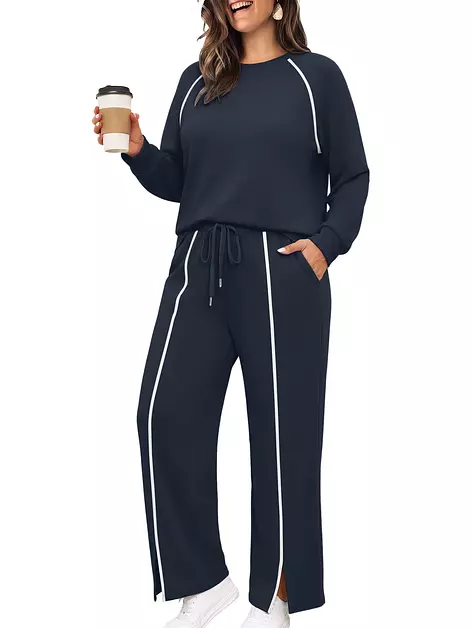 Women Plus Size Sweatsuits 2 Piece Sets Tracksuit Lounge Travel Fall Outfit