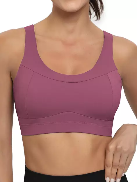 RUNNING GIRL High Impact Sports Bras for Women,Racerback Red Bra Workout Crop Tank Tops Longline Sports Bra Push up(WX2667 Pink,XL)
