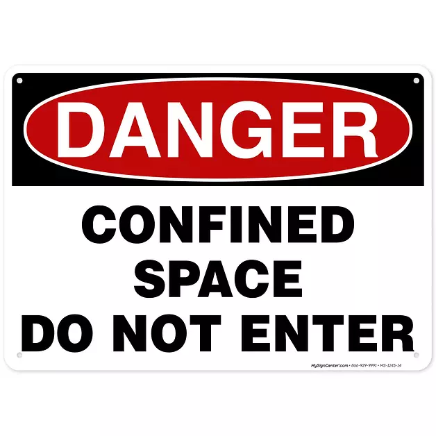 Danger Confined Space Do Not Enter Sign, 10x14 Inches, Rust Free .040