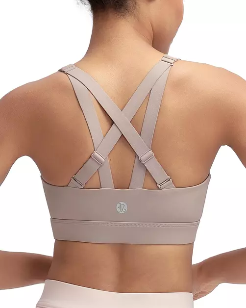 RUNNING GIRL Sports Bras for Women High Support, Adjustable Straps High Impact Sports Bras with Sewn in Pads Workout Running Bra(3209 MICA XXL) Khaki Beige