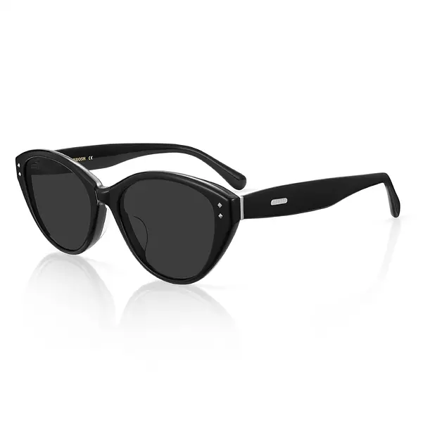 MUJOSH Cat Eye Sunglasses UV400 Trendy Acetate Exclusive Brand of EssilorLuxottica, Obsidian Black/Pure Gray 1560