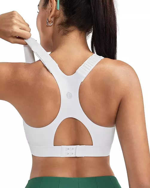 RUNNING GIRL Sports Bras for Women High Support, Adjustable Straps High Impact Racerback Bra with Hook Closure Molded Cup(WX3174White,S)