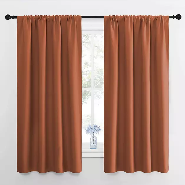 NICETOWN Blackout Curtains and Drapes - Thermal Insulated Solid Rod Pocket Blackout Draperies/Panels (Burnt Orange, 1 Pair, 42 by 63 inches)